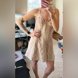 Free people striped cotton linen balconette dress